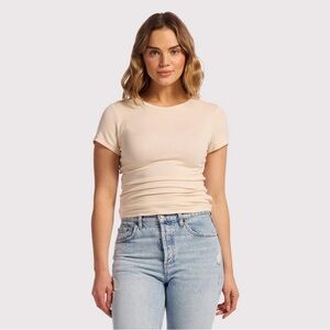 Nuuds Slinky Rib Tee Sz S Bone